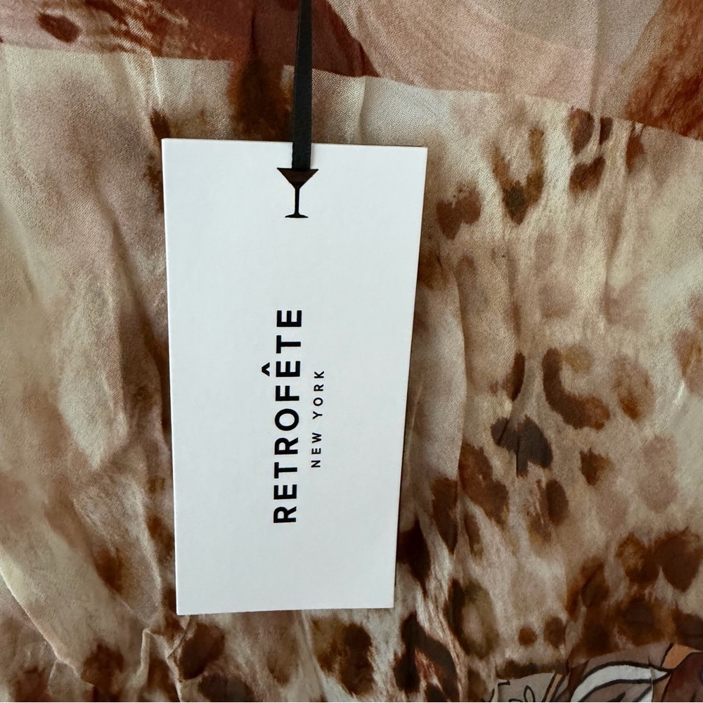 RETROFETE Aubree Skirt Brown Animal Print Maxi Skirt sheer AS IS sz XS - Picture 10 of 14